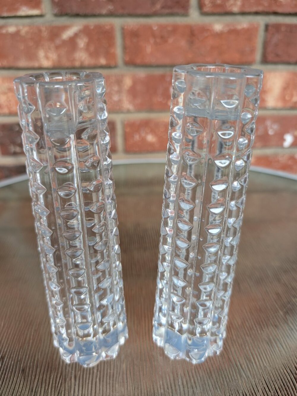 Pair of Vintage Mikasa Crystal Candlestick Holders 7"